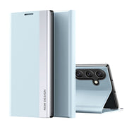 For Samsung Galaxy A54 5G Side Electroplated Adsorption Leather Phone Case(Light Blue)