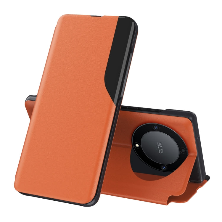 For Honor X9a Attraction Flip Holder Leather Phone Case(Orange)