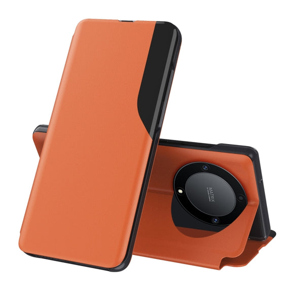 For Honor X9a Attraction Flip Holder Leather Phone Case(Orange)