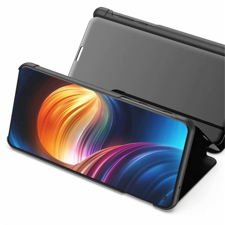 For Honor Magic 5 Lite Plated Mirror Horizontal Flip Leather Case with Holder(Black)