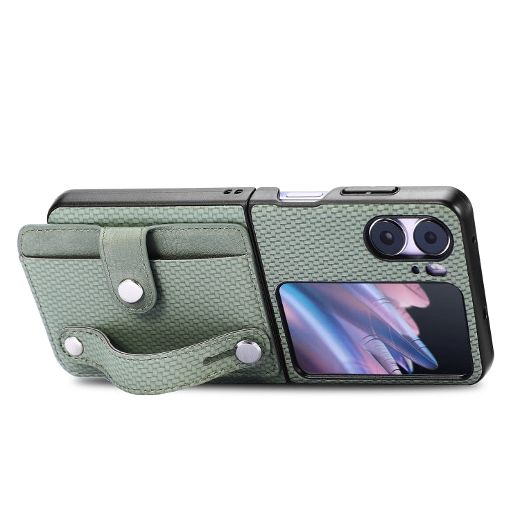 For OPPO Find N2 Flip Wristband Kickstand Card Wallet Back Cover Phone Case(Green)