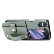 For OPPO Find N2 Flip Wristband Kickstand Card Wallet Back Cover Phone Case(Green)