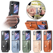 For OPPO Find N2 Flip Wristband Kickstand Card Wallet Back Cover Phone Case(Green)