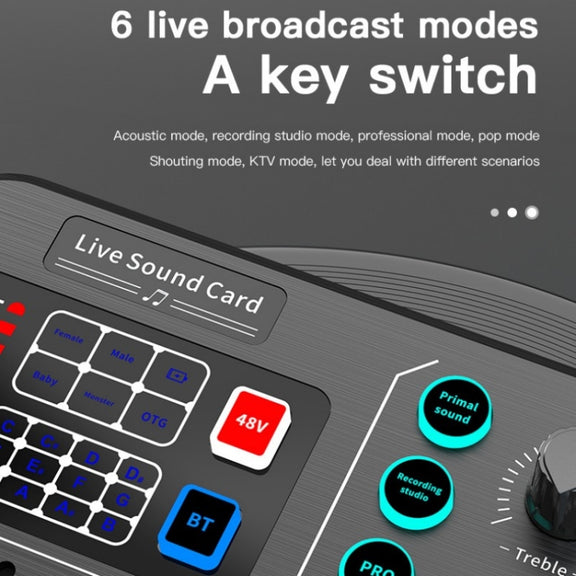 M6 Live Sound Card Multifunctional Wireless Voice Changer Broadcast Mixer
