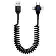 ENKAY Hat-Prince 3 in 1 6A USB to 8 Pin+Type-C+Micro USB Supper Fast Charge Spring Cable, Length: 1.8m(Black) - Multifunction Cable by ENKAY | Online Shopping South Africa | PMC TechLife | Buy Now Pay Later Mobicred