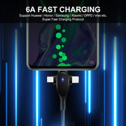 ENKAY Hat-Prince 3 in 1 6A USB to 8 Pin+Type-C+Micro USB Supper Fast Charge Spring Cable, Length: 1.8m(White)
