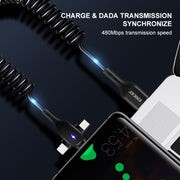 ENKAY Hat-Prince 3 in 1 6A USB to 8 Pin+Type-C+Micro USB Supper Fast Charge Spring Cable, Length: 1.8m(Black)