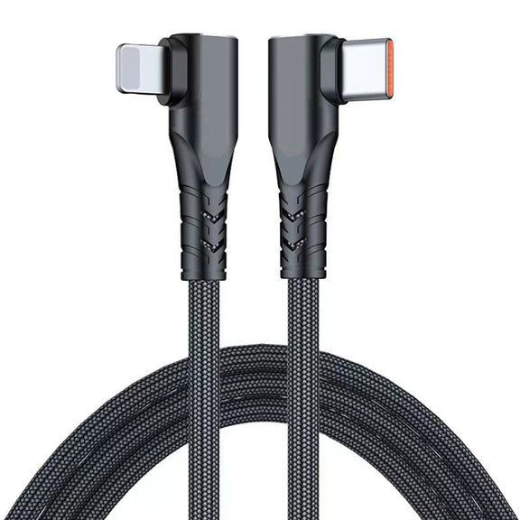 ENKAY Hat-Prince PD 20W Type-C to 8 Pin Dual Elbow Fast Charging Data Cable, Length:1m(Black)