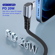 ENKAY Hat-Prince PD 20W Type-C to 8 Pin Dual Elbow Fast Charging Data Cable, Length:2m(Silver)