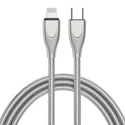 ENKAY ENK-CB128 PD 27W Type-C to 8 Pin Carbon Steel Hose Spring Fast Charging Data Cable, Length:2m(Silver)
