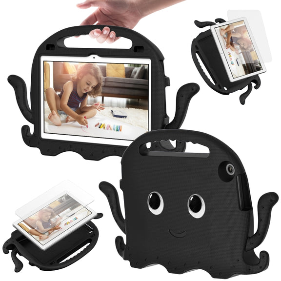 For Lenovo Tab M10 3rd Gen 10.1 TB-328 Octopus Style EVA Hybrid PC Shockproof Tablet Case with Strap(Black)
