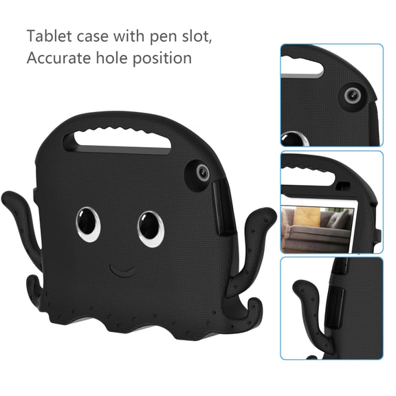 For Lenovo Tab M10 3rd Gen 10.1 TB-328 Octopus Style EVA Hybrid PC Shockproof Tablet Case with Strap(Black)