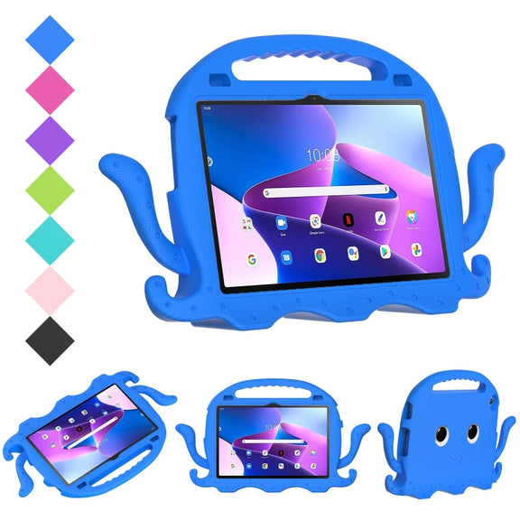 For Lenovo Tab M10 3rd Gen 10.1 TB-328 Octopus Style EVA Hybrid PC Shockproof Tablet Case with Strap(Blue)