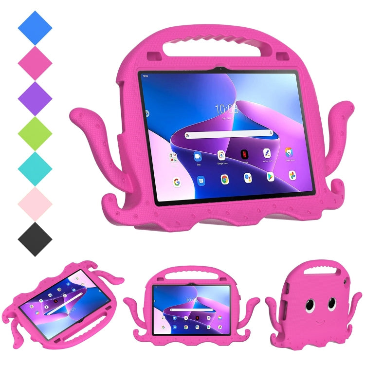For Lenovo Tab M10 3rd Gen 10.1 TB-328 Octopus Style EVA Hybrid PC Shockproof Tablet Case with Strap(Rose Red)