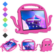 For Lenovo Tab M10 3rd Gen 10.1 TB-328 Octopus Style EVA Hybrid PC Shockproof Tablet Case with Strap(Rose Red)