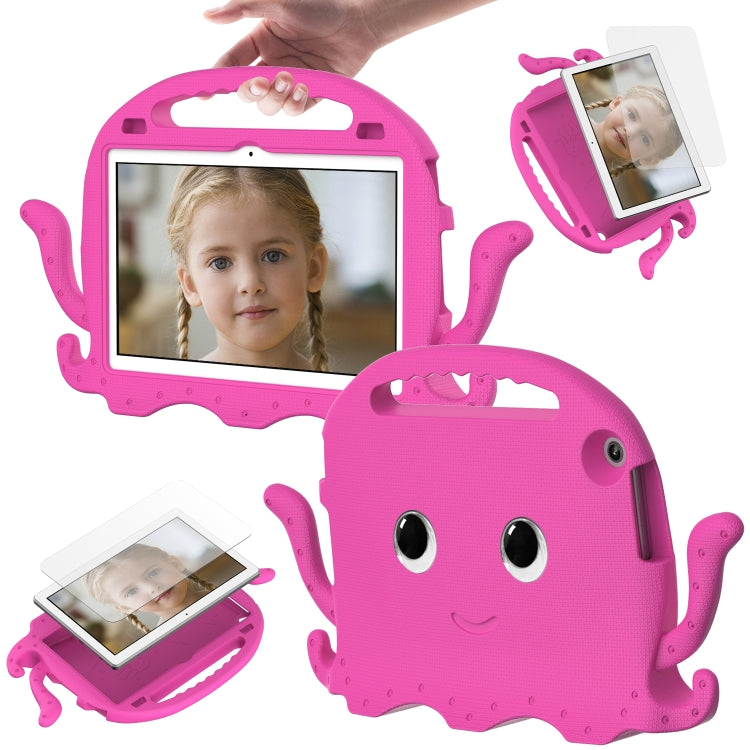 For Lenovo Tab M10 3rd Gen 10.1 TB-328 Octopus Style EVA Hybrid PC Shockproof Tablet Case with Strap(Rose Red)