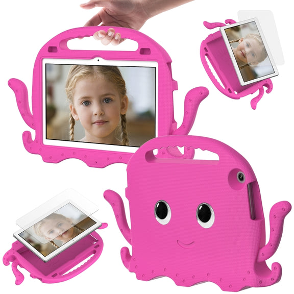 For Lenovo Tab M10 3rd Gen 10.1 TB-328 Octopus Style EVA Hybrid PC Shockproof Tablet Case with Strap(Rose Red)