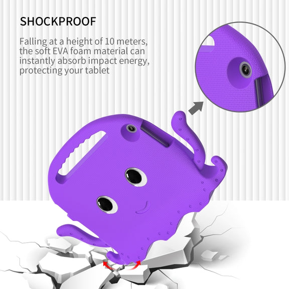 For Lenovo Tab M10 3rd Gen 10.1 TB-328 Octopus Style EVA Hybrid PC Shockproof Tablet Case with Strap(Purple)