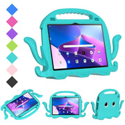 For Lenovo Tab M10 3rd Gen 10.1 TB-328 Octopus Style EVA Hybrid PC Shockproof Tablet Case with Strap(Glacial Green)