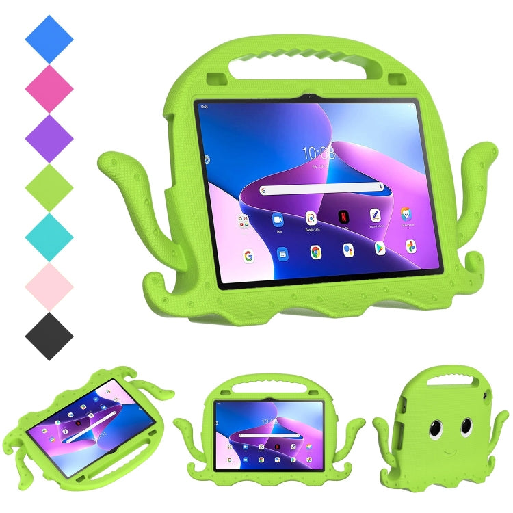 For Lenovo Tab M10 3rd Gen 10.1 TB-328 Octopus Style EVA Hybrid PC Shockproof Tablet Case with Strap(Grass Green)