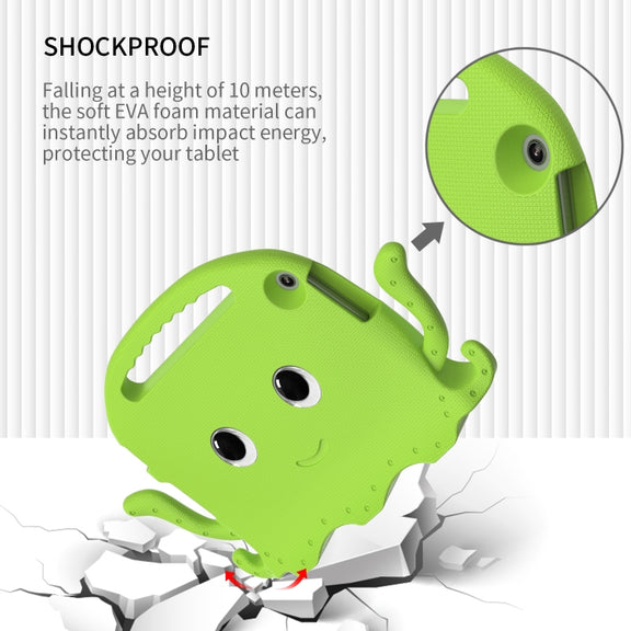 For Lenovo Tab M10 3rd Gen 10.1 TB-328 Octopus Style EVA Hybrid PC Shockproof Tablet Case with Strap(Grass Green)