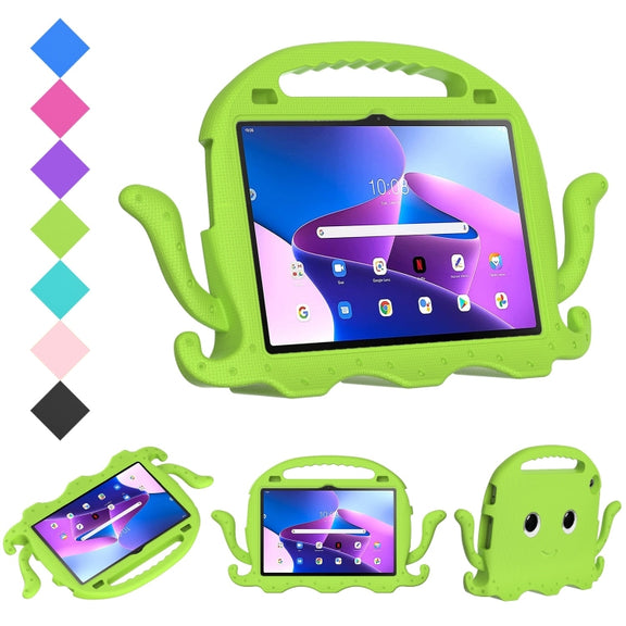 For Lenovo Tab M10 3rd Gen 10.1 TB-328 Octopus Style EVA Hybrid PC Shockproof Tablet Case with Strap(Grass Green)