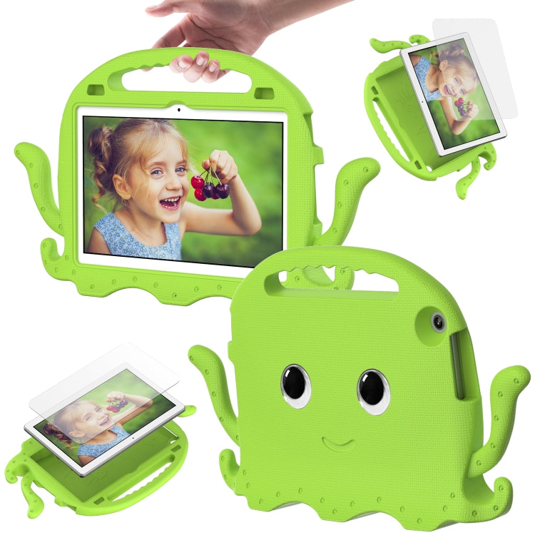 For Lenovo Tab M10 3rd Gen 10.1 TB-328 Octopus Style EVA Hybrid PC Shockproof Tablet Case with Strap(Grass Green)