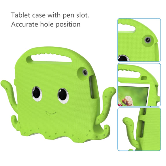 For Lenovo Tab M10 3rd Gen 10.1 TB-328 Octopus Style EVA Hybrid PC Shockproof Tablet Case with Strap(Grass Green)
