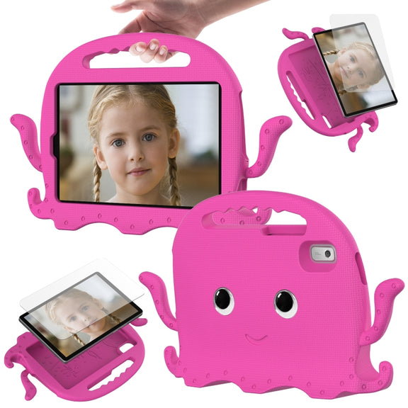 For Lenovo Tab M9 2023 Octopus Style EVA Hybrid PC Shockproof Tablet Case with Strap(Rose Red)