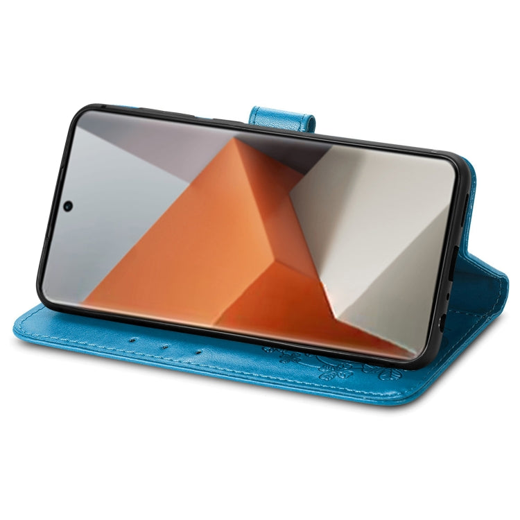 For Xiaomi Redmi Note 13 Pro+ Four-leaf Clasp Embossed Leather Phone Case(Blue)