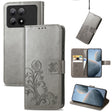 For Xiaomi Redmi K70E Four-leaf Clasp Embossed Leather Phone Case(Gray) - K70E Cases by PMC TechLife | Online Shopping South Africa | PMC TechLife | Buy Now Pay Later Mobicred