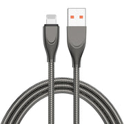 ENKAY ENK-CB131 USB to 8 Pin Carbon Steel Hose Spring 2.4A Fast Charging Data Cable, Length:2m(Black)