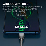 ENKAY ENK-CB132 USB to USB-C / Type-C Carbon Steel Hose Spring 6A Supper Fast Charging Data Cable, Length:2m(Silver)