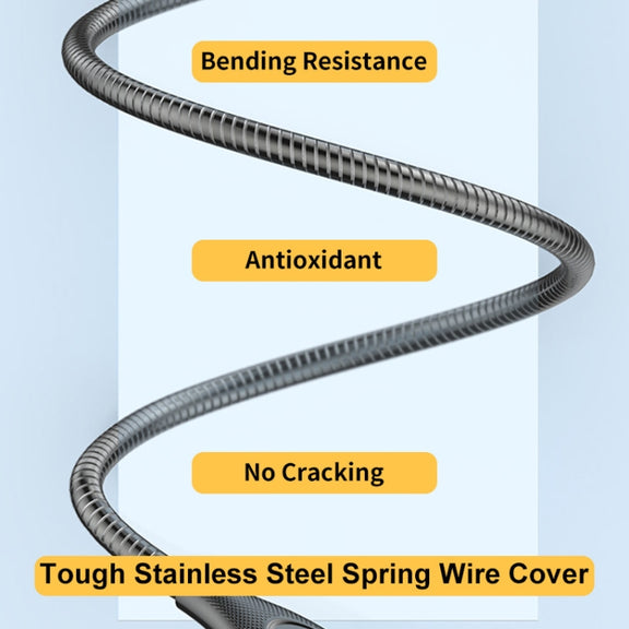 ENKAY ENK-CB132 USB to USB-C / Type-C Carbon Steel Hose Spring 6A Supper Fast Charging Data Cable, Length:2m(Silver)