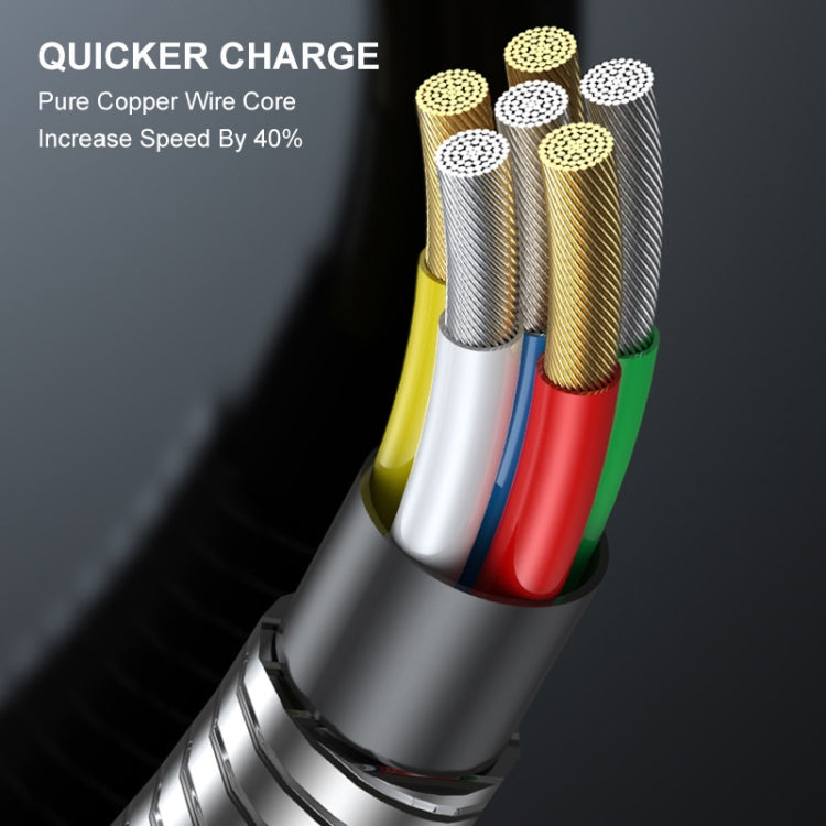 ENKAY ENK-CB132 USB to USB-C / Type-C Carbon Steel Hose Spring 6A Supper Fast Charging Data Cable, Length:2m(Silver)