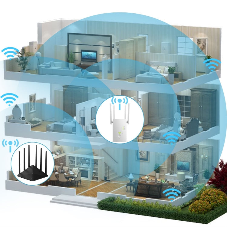 U6 5Ghz Wireless WiFi Repeater 1200Mbps Router Wifi Booster 2.4G Long Range Extender(US Plug)