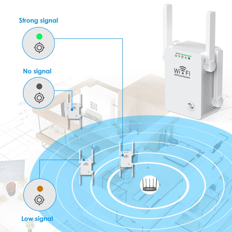 U8 300Mbps Wireless WiFi Repeater Extender Router Wi-Fi Signal Amplifier WiFi Booster(US Plug)