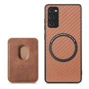 For Samsung Galaxy S20 FE Carbon Fiber Leather Card Magsafe Magnetic Phone Case(Brown)
