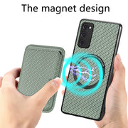 For Samsung Galaxy S20 FE Carbon Fiber Leather Card Magsafe Magnetic Phone Case(Green)