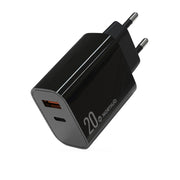 NORTHJO NOPD2002 PD20W USB-C/Type-C + QC 3.0 USB Dual Ports Fast Charger, EU Plug(Black)