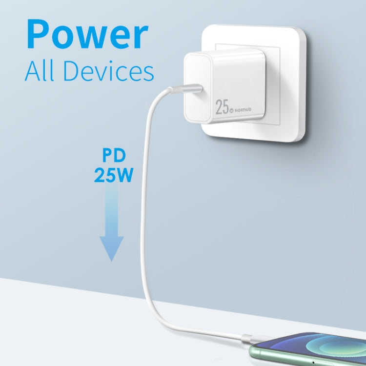 NORTHJO NOPD2501 PD 25W USB-C / Type-C Single Port Fast Charger, Plug Type:US Plug(White)