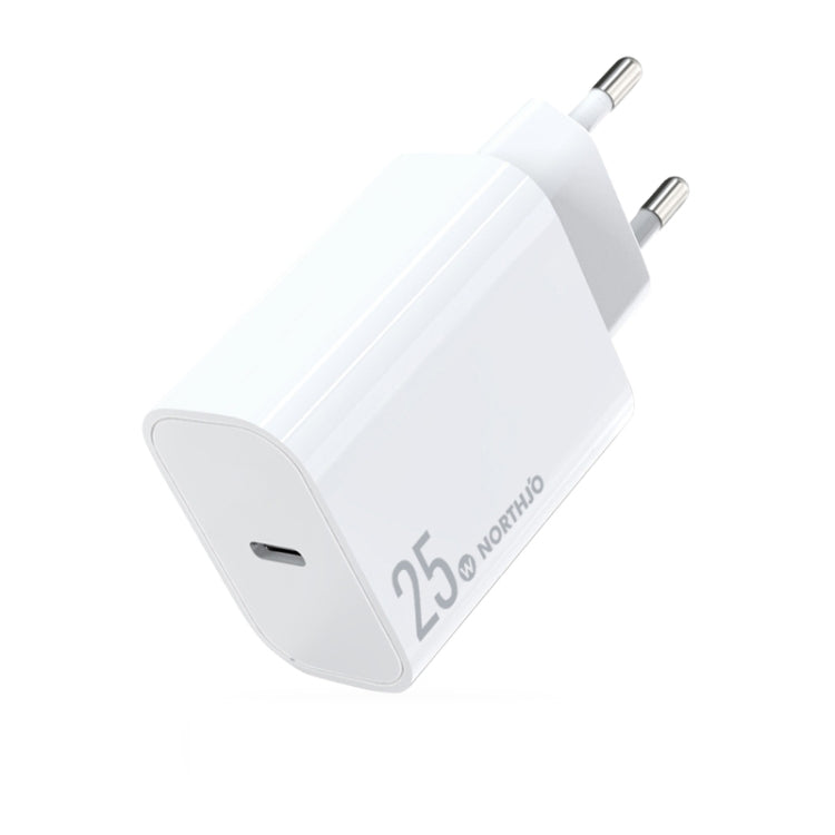 NORTHJO NOPD2501 PD 25W USB-C / Type-C Single Port Fast Charger, Plug Type:EU Plug(White)