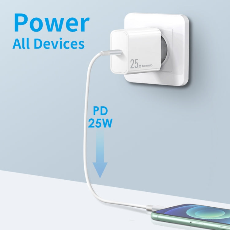 NORTHJO NOPD2501 PD 25W USB-C / Type-C Single Port Fast Charger, Plug Type:EU Plug(White)