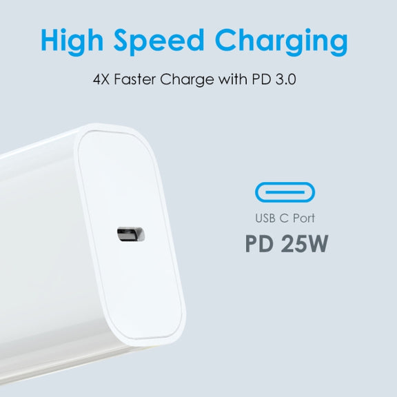 NORTHJO NOPD2501 PD 25W USB-C / Type-C Single Port Fast Charger, Plug Type:EU Plug(White)
