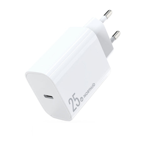 NORTHJO NOPD2501 PD 25W USB-C / Type-C Single Port Fast Charger, Plug Type:EU Plug(White)
