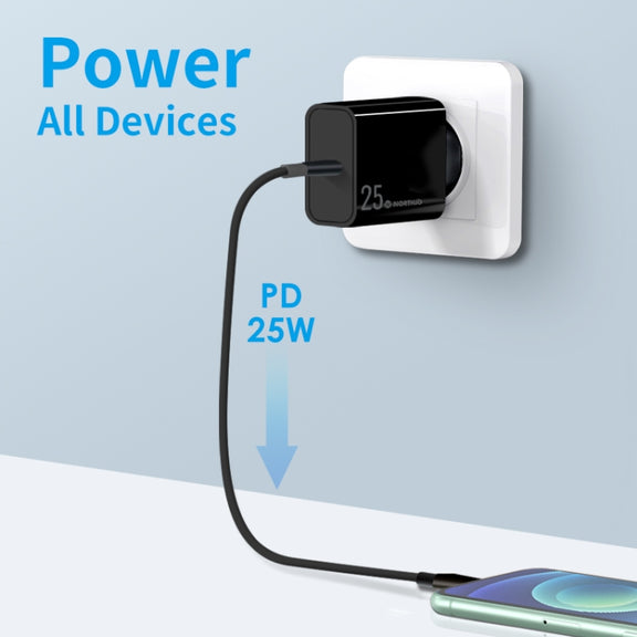 NORTHJO NOPD2501 PD 25W USB-C / Type-C Single Port Fast Charger, Plug Type:EU Plug(Black)