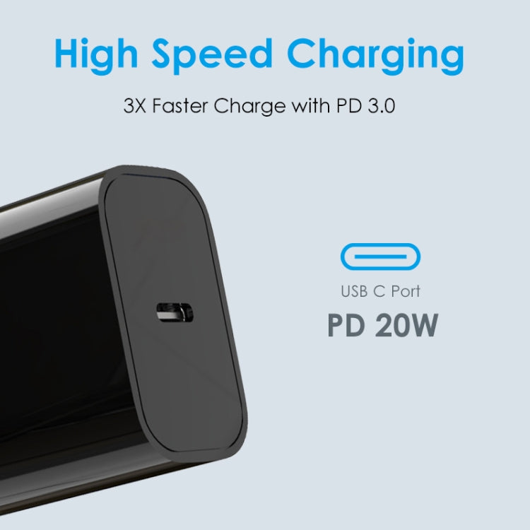 NORTHJO NOPD2001 PD 20W USB-C / Type-C Single Port Fast Charger, Plug Type:US Plug(Black)