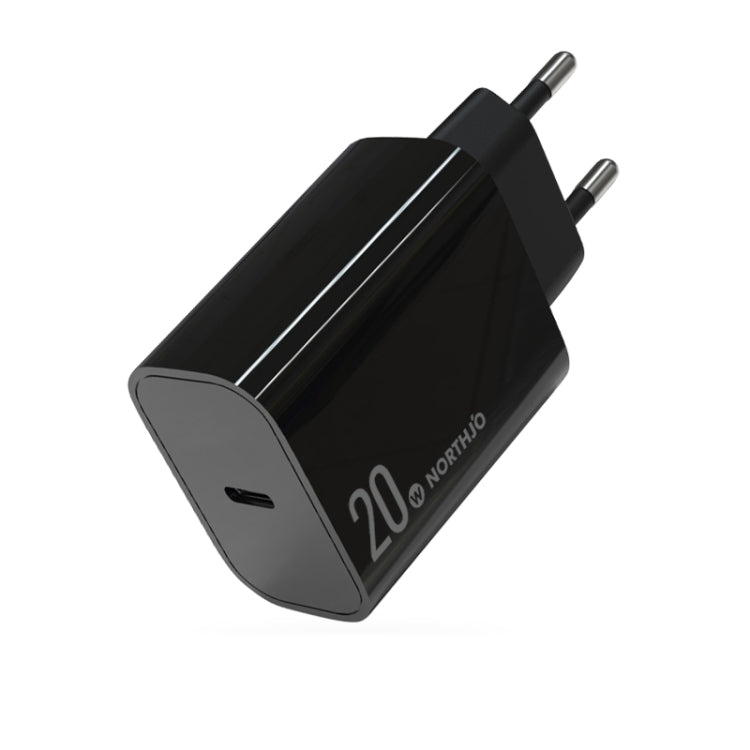 NORTHJO NOPD2001 PD 20W USB-C / Type-C Single Port Fast Charger, Plug Type:EU Plug(Black)