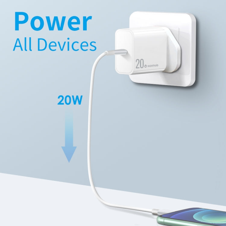NORTHJO NOPD2001 PD 20W USB-C / Type-C Single Port Fast Charger, Plug Type:UK Plug(White)
