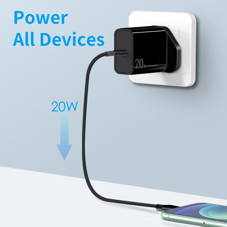 NORTHJO NOPD2001 PD 20W USB-C / Type-C Single Port Fast Charger, Plug Type:UK Plug(Black)